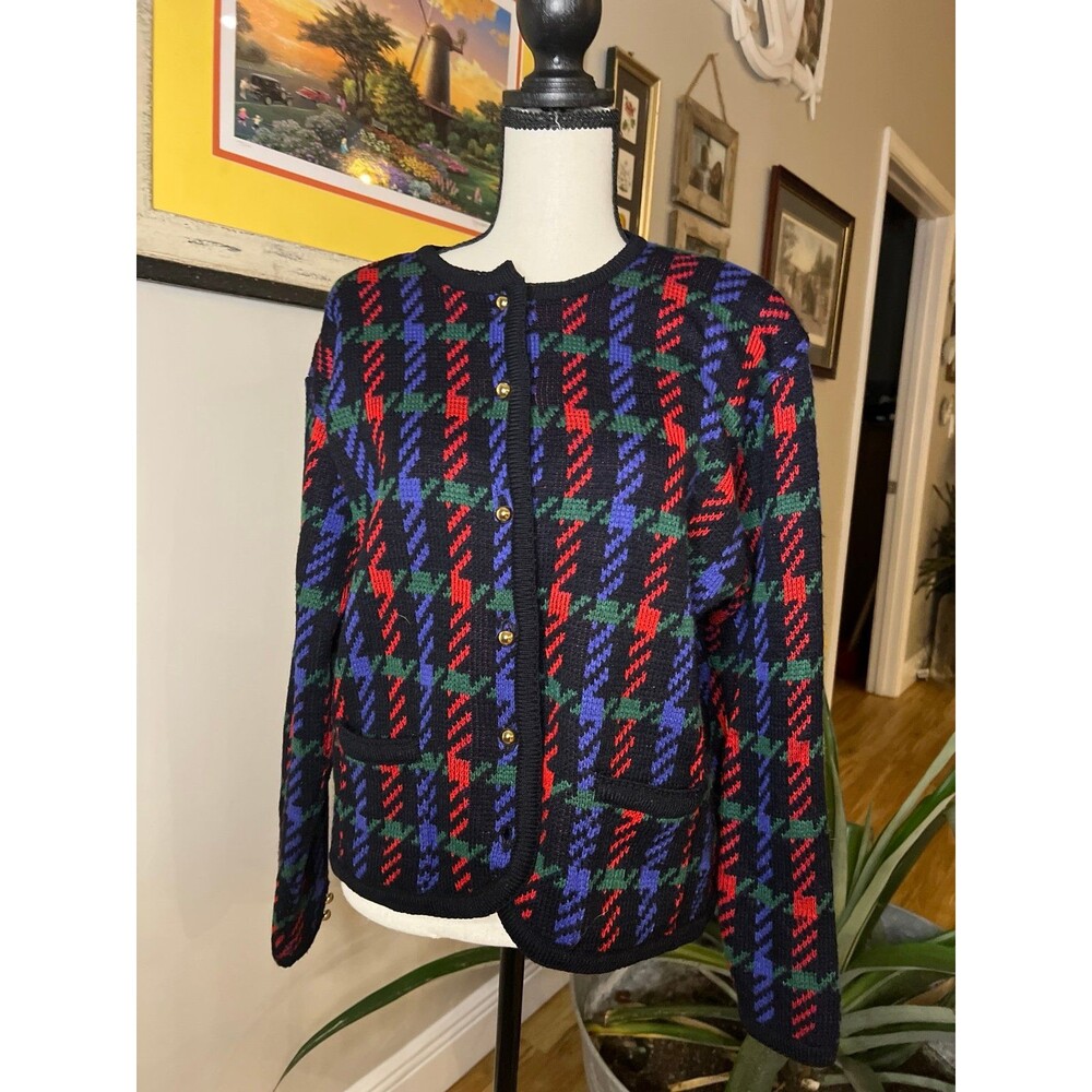 Worthington Sweaters | Worthington Plaid Knit Button Up Cardigan Sweater